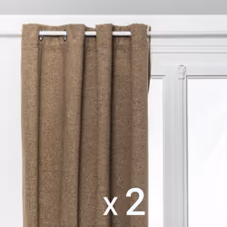 Lot de 2 Rideaux à œillet Occultant et Isolant effet bouclette Beige Lin 140 x 260 cm - Atmosphera (-) Dimensions : L. 140 x  ...