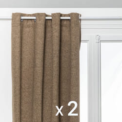 Atmosphera - Lot de 2 Rideaux à œillet Occultant et Isolant effet bouclette Beige Lin 140 x 260 cm
