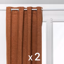 Lot de 2 Rideaux à œillet Occultant et Isolant effet bouclette Terracotta 140 x 260 cm - Atmosphera (-) Dimensions : L. 140 x ...