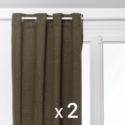 Lot de 2 Rideaux à œillet Occultant et Isolant effet bouclette Vert Kaki 140 x 260 cm - Atmosphera (-) Dimensions : L. 140 x  ...