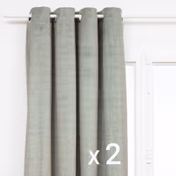 Lot de 2 Rideaux à œillet Occultant en velours Vert Kaki avec motif 135 x 260 cm - Atmosphera (-) Dimensions : L. 135 x H. 26 ...
