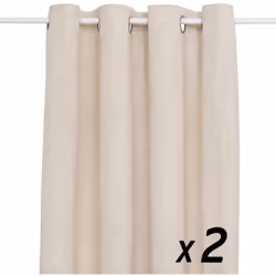 Lot de 2 Rideaux à œillet Occultant en velours Beige lin motif en relief 135 x 260 cm - Atmosphera (-) Dimensions : L. 135 x  ...