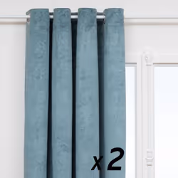 Lot de 2 Rideaux à œillet Occultant en velours Bleu clair motif en relief 135 x 260 cm - Atmosphera (-) Dimensions : L. 135 x ...
