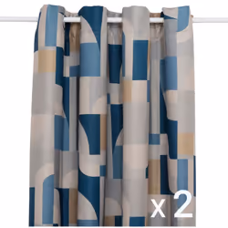Lot de 2 Rideaux à œillet Occultant Bleu à motifs 135 x 260 cm - Atmosphera (-) Dimensions : L. 135 x H. 260 cm - Matière du  ...