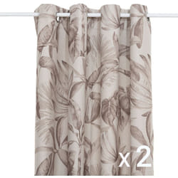 Atmosphera - Lot de 2 Rideaux à œillet Occultant Beige Lin à motifs 135 x 260 cm