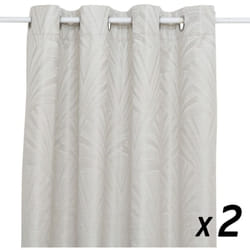 Atmosphera - Lot de 2 Rideaux à œillet Occultant Blanc Ivoire à motifs 140 x 260 cm