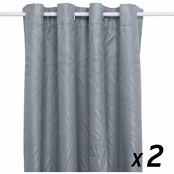 Lot de 2 Rideaux à œillet Occultant Bleu clair à motifs 140 x 260 cm - Atmosphera (-) Dimensions : L. 140 x H. 260 cm - Matiè ...