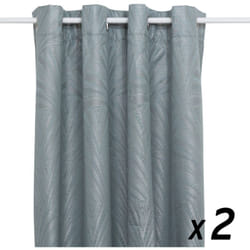 Atmosphera - Lot de 2 Rideaux à œillet Occultant Bleu clair à motifs 140 x 260 cm