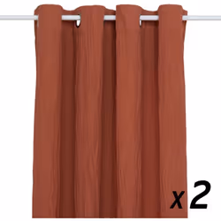 Lot de 2 Rideaux à œillet tissu texturé effet froissé Terracotta 135 x 260 cm - Atmosphera (-) Dimensions : L. 135 x H. 260 c ...