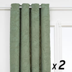 Atmosphera - Lot de 2 Rideaux à œillet Jacquard Vert Céladon motif tufté 135 x 260 cm