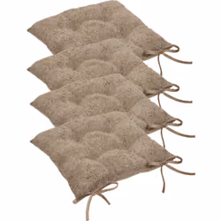 Lot de 4 Galettes de chaise tissage Beige Lin effet bouclette 38 x 38 cm - Atmosphera (-) Dimensions : 38 x 38 x Ep 5 cm - Ma ...