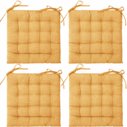 Lot de 4 Galettes de chaise en Coton Ocre motif géométrique 38 x 38 cm - Atmosphera (-) Dimensions : 38 x 38 x Ep 5 cm - Mati ...