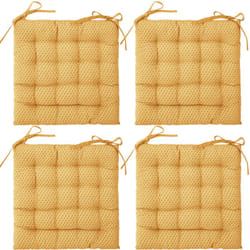 Atmosphera - Lot de 4 Galettes de chaise en Coton Ocre motif géométrique 38 x 38 cm