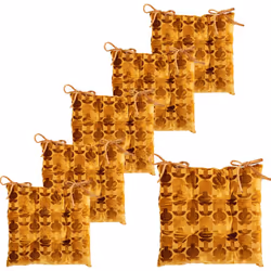Lot de 6 Galettes de chaise Jacquard velours Ocre motif graphique 38 x 38 cm - Atmosphera (-) Dimensions : 38 x 38 x Ep 5 cm  ...