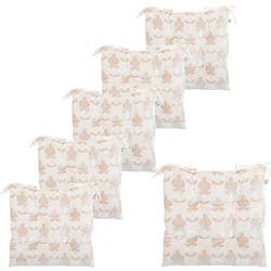 Atmosphera - Lot de 6 Galettes de chaise Jacquard velours Beige Lin motif graphique 38 x 38 cm