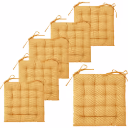 Lot de 6 Galettes de chaise en Coton Ocre motif géométrique 38 x 38 cm - Atmosphera (-) Dimensions : 38 x 38 x Ep 5 cm - Mati ...