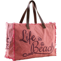 Aubry Gaspard - Sac en coton décor Life is a beach Rose
