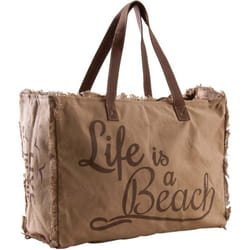 Aubry Gaspard - Sac en coton décor Life is a beach Beige