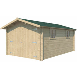 Garage en épicéa massif double porte 16.16 m² Avec gouttière