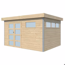 Chalet en bois profil aluminium contemporain 11.36 m² Avec plancher + gouttière