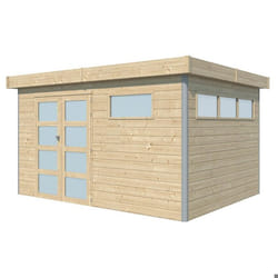 Chalet en bois profil aluminium contemporain 11.36 m² Avec plancher + gouttière