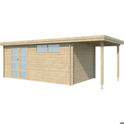 Chalet en bois 14.9 m² avec extension Moderne Avec plancher + gouttière
