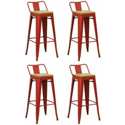 Tabouret de bar en métal laqué et bois d'orme huilé (Lot de 4)