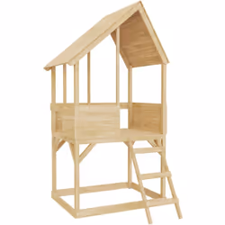 Description générale Cabane sur plateforme en bois d'épicéa FSC, idéale pour les enfants à partir de 3 ans. Elle comprend un  ...