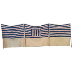 Lona - Pare-vent plage 2.7m tissu 100% coton Evora Bleu - écru et rouge