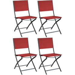 Proloisirs - Chaise pliante en acier et toile Dream (Lot de 4) Graphite, rouge