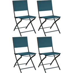 Proloisirs - Chaise pliante en acier et toile Dream (Lot de 4) Graphite, bleu