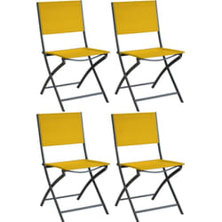 Chaise pliante en acier et toile Dream (Lot de 4) Graphite, moutarde