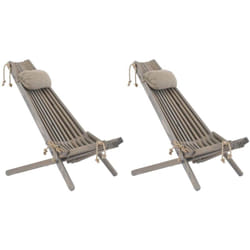 Ecofurn - Chilienne en bois EcoChair avec coussin (Lot de 2) Pin gris