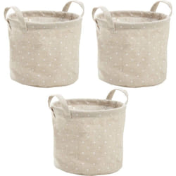 Cache pot jute pois blancs (Lot de 3)