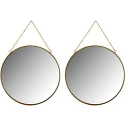 Miroir rond en métal laqué doré (Lot de 2)