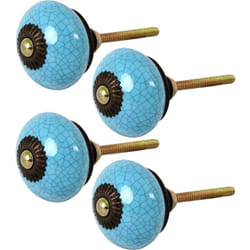 Tranquillo - Bouton de porte rond effet craquelé bleu (Lot de 4)