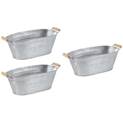 Aubry Gaspard - Jardinière ovale zinc et bois (Lot de 3)
