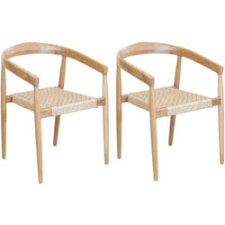 Aubry Gaspard - Fauteuil en teck et cannage synthétique baia (Lot de 2) Arrondi