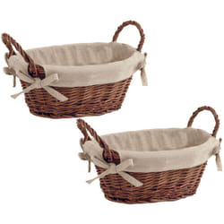 Aubry Gaspard - Corbeille en osier doublée jute Lot de 2