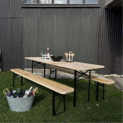 Ensemble table et banc de jardin - NO NAME - Brasserie - Bois dAulne - 8 à 10 personnes - Coins arrondis