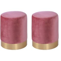 Pouf en velours et métal doré (Lot de 2)