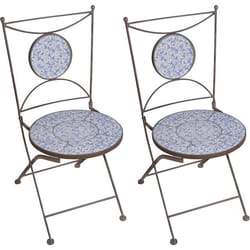 Chaise jardin fer forgé céramique Lot de 2