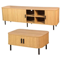 Aubry Gaspard - Ensemble table basse et meuble tv en bois et métal Kyoto