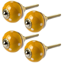 Tranquillo - Boutons de porte en céramique à pois (Lot de 4)