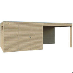 Abri de jardin 300 x 300 cm Qube Abri avec extension 294 x 300 cm et plancher
