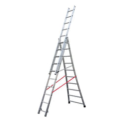 Echelle transformable base évasée 3 plans 3x10 échelons 6m/6,8m en alu Hailo Premium