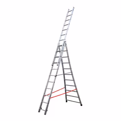 Echelle transformable base évasée 3 plans 3x11 échelons 6,5m/7,3m en alu Hailo Premium
