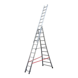 Echelle transformable base évasée 3 plans 3x11 échelons 6,5m/7,3m en alu Hailo Premium