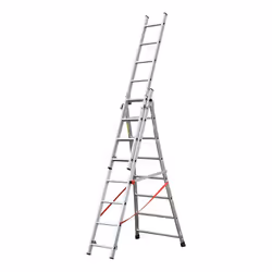 Echelle transformable Pro 3 plans 3x8 échelons 5m70 alu Hailo Les avantages de cette échelle transformable Hailo sont : • Ech ...