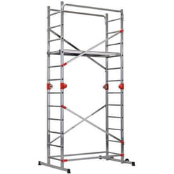 HAILO Echafaudage roulant multifonction 4 en 1 en aluminium avec montage rapide et rattrapage de niveau 4m30 Fast&Lock Combi 5